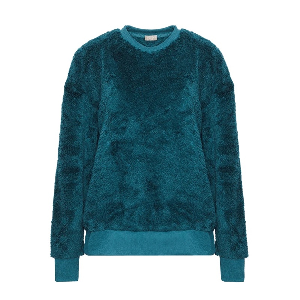 Summer & Rose Oversized Sherpa Crew Neck Pullover Womens Size Small Medium Green